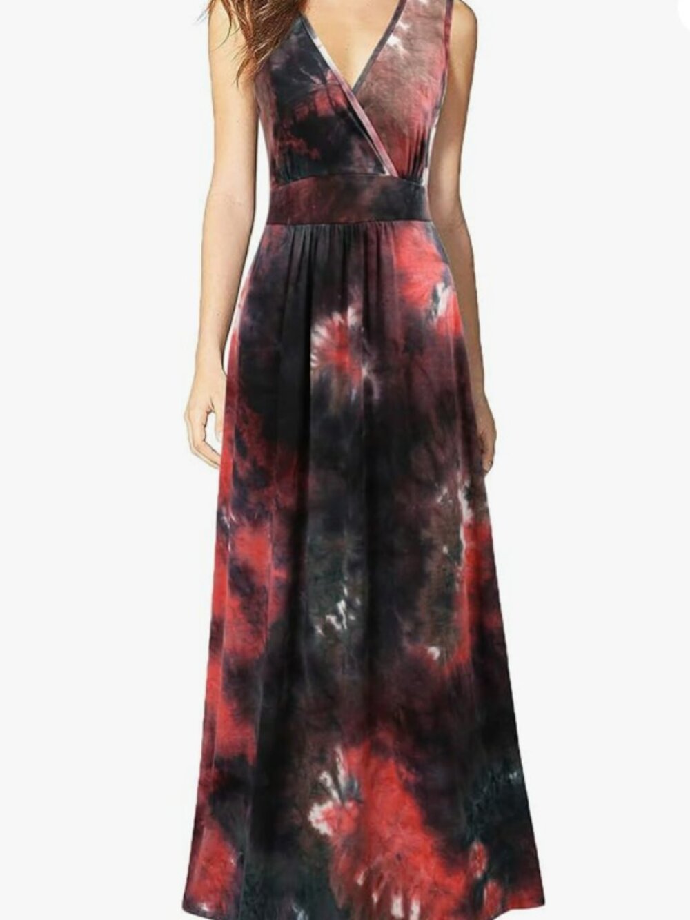 Sleeveless Deep V Neck Maxi Dress